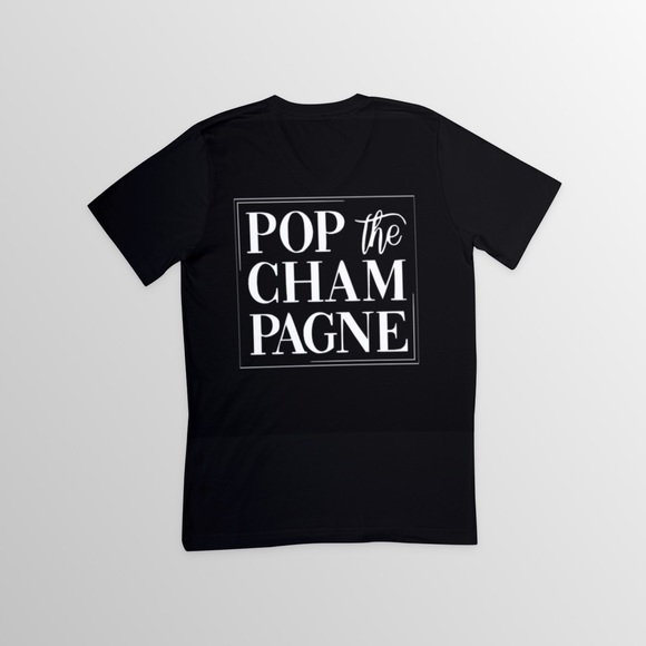 Pop The Champagne Tshirt 100% Soft Cotton Blend - Picture 3 of 4